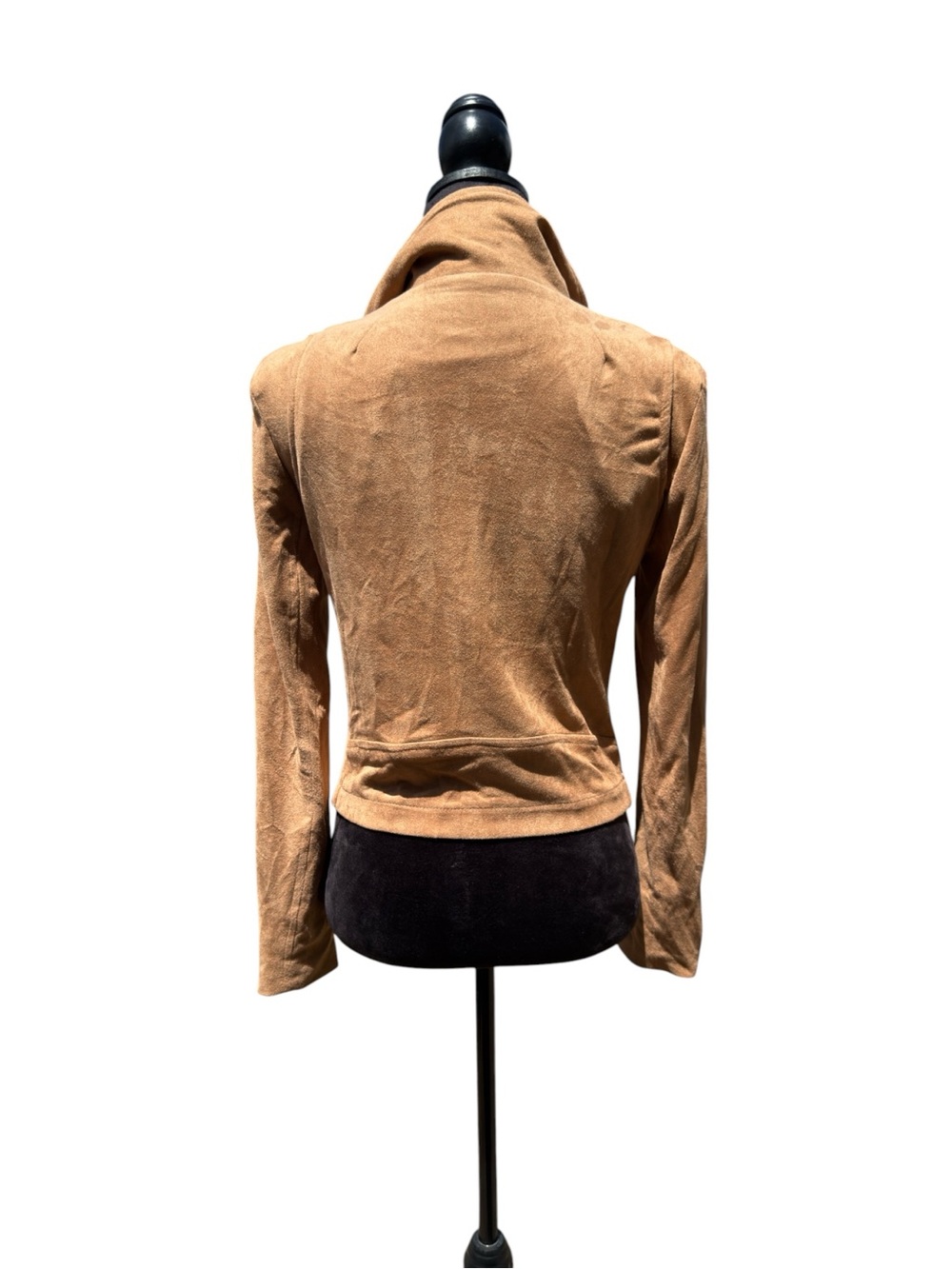 VICI Camel Faux Suede Moto Biker Jacket Medium Asymmetrical Zip Sleek - Picture 5 of 10